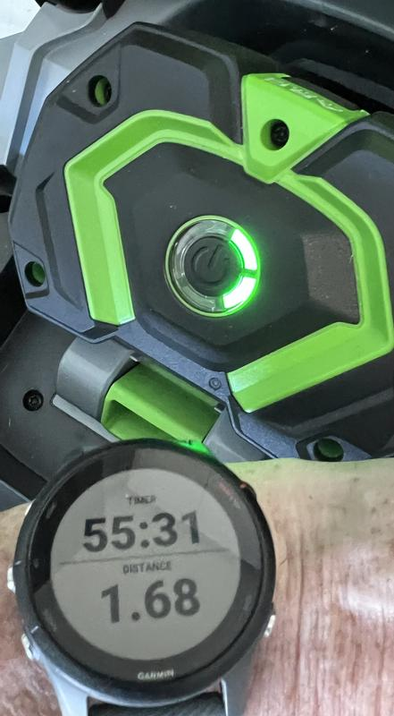 Power button light + 55 min for 1.68 miles walked